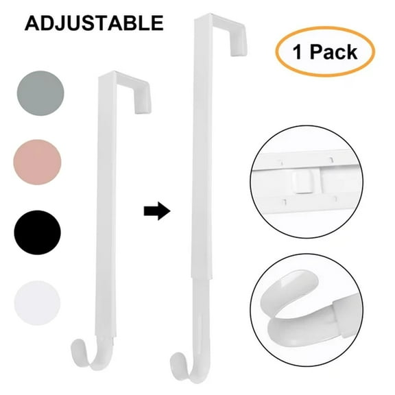 Adjustable Over Door Wreath Hanger for Front Door, 15.3"-25.5" Length Door Hanger for Large Wreath