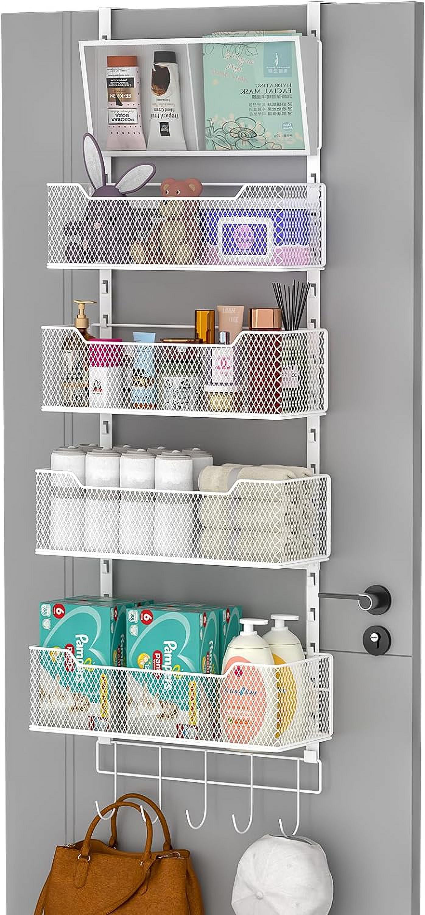 Space Saving Storage Over The Door Organizer With Side Pockets - 4 Shelf  Hanging Storage For Home \u0026 Dorm Hanging Door Organizer With Side Pockets  Storage, image size:1396x3000