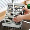 thumbnail image 1 of Adjustable Over-The-Sink Dish Drying Rack with Stainless Steel Drain Basket - Portable & Telescopic Space-Saving Solution for fruit vegetable, 1 of 9