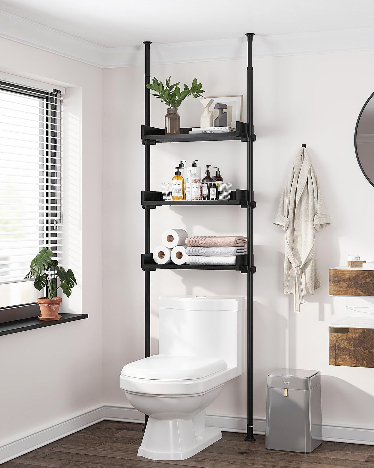 Adjustable Over The Toilet Storage Cabinet, Tension Mount Bathroom ...