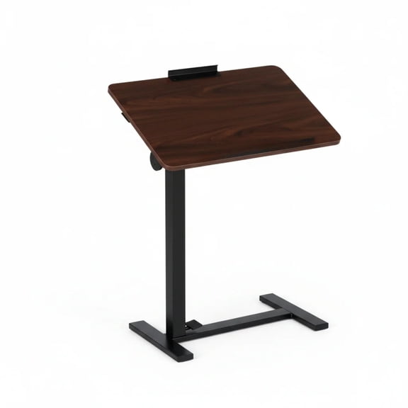 Adjustable Overbed Bedside Table with Hidden Wheels, Mobile Standing Desk with Pneumatic Lift, Portable Computer Workstation Cart for Bed, Couch, Office, Sofa
