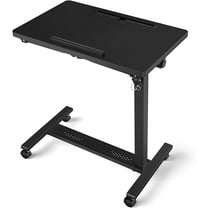 Adjustable Overbed Bedside Table, Hospital Bed Table with Wheels, Portable Rolling Desk, Mobile Small Standing Desk, Rolling Laptop Stand, Computer Cart