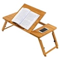 thumbnail image 1 of Adjustable Overbed Bedside Table with Laptop Tray Desk Cart Collapsible Bamboo Portable Folding Desk, 1 of 9