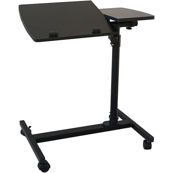 FCH Adjustable Laptop Stand with Tilting Function Rolling Lap Desk Cart Mobile Computer Table,Black