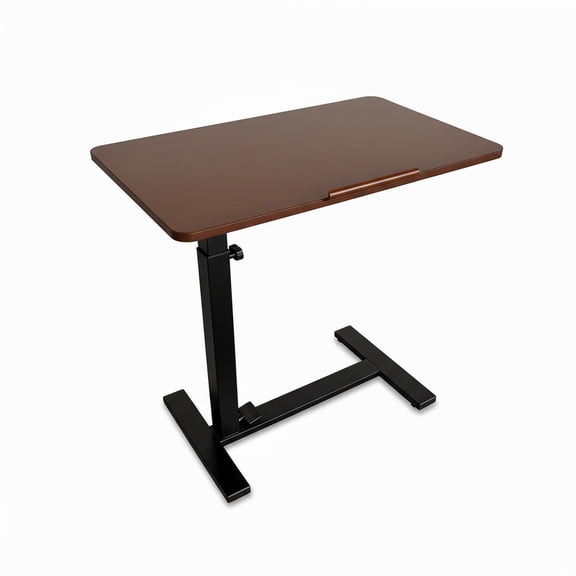 Adjustable Overbed Table on Wheels, Rolling Bedside Laptop Desk with Tilting Top and Lockable Casters