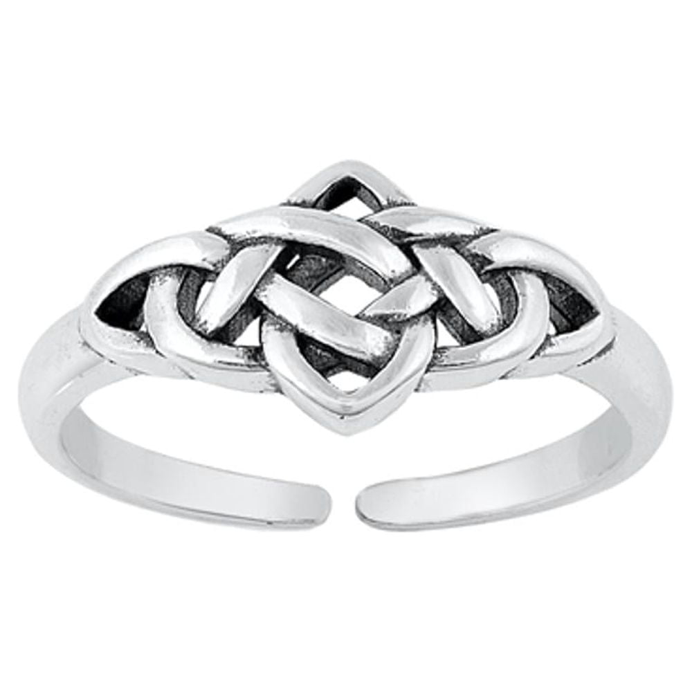 Adjustable Oxidized Sterling Silver Celtic Knot Toe Ring Midi Band .925 ...