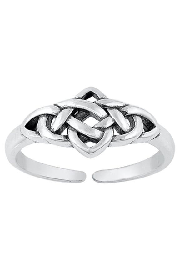 Adjustable Oxidized Sterling Silver Celtic Knot Toe Ring Midi Band .925 New Jewelry Female Unisex