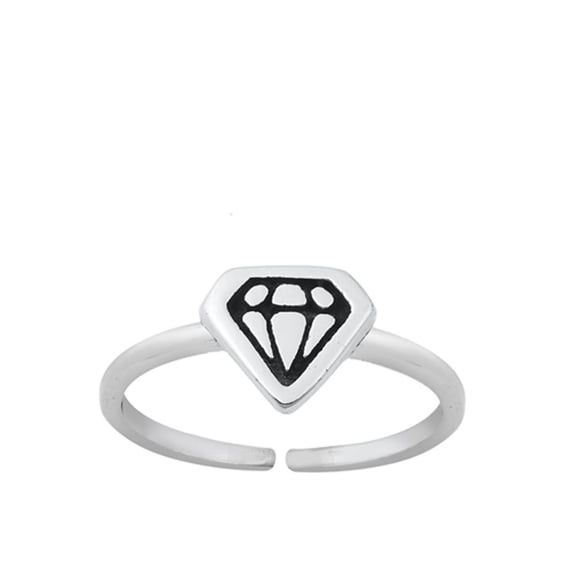 Adjustable Oxidized Sterling Silver Diamond-Shape Engraved Toe Ring 925 New Jewelry Female Unisex
