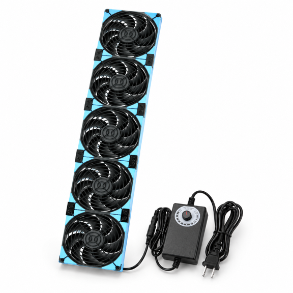 Adjustable PC Fans with Speed Controller, 120mm x 5, 600mm Length, Dual Ball Bearing