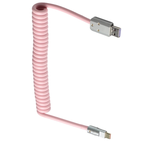 Adjustable PD100W Type C Fast Charging Cable Spring Coiled Technology Safe Charging for Electronics