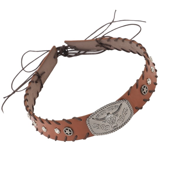 Adjustable PU Belt With Decorative Oxes Head Buckle For Western Fashion Enthusiasts And Theme Event
