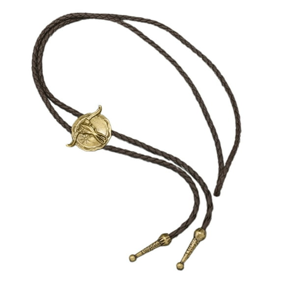 Adjustable PU Cord Necklace Vintage Alloy Bullhead Bolos Tie Necklace Western Jewelry For Men And Women