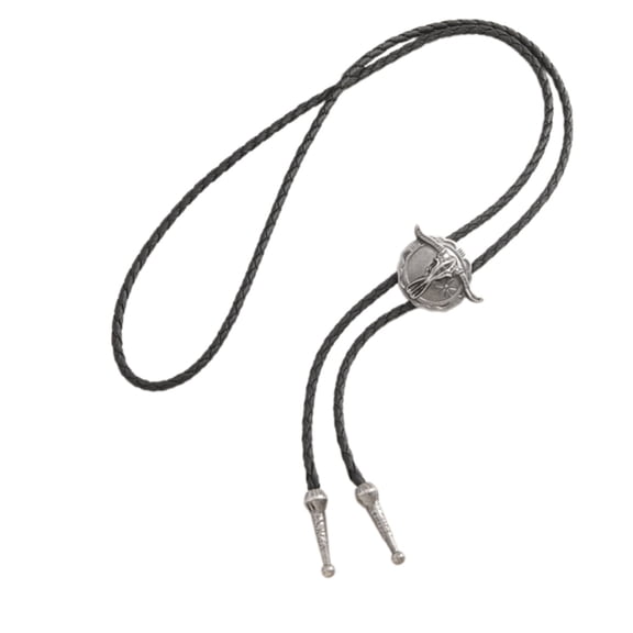 Adjustable PU Cord Necklace Vintage Alloy Bullhead Bolos Tie Necklace Western Jewelry For Men And Women