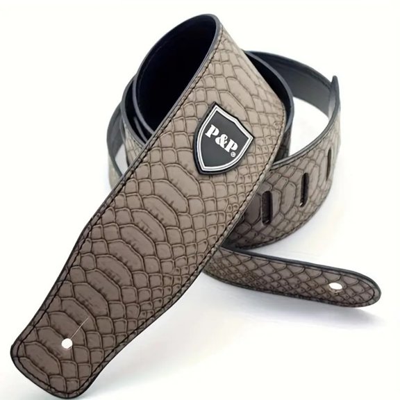 Adjustable PU Leather Guitar Strap for Acoustic Electric & Bass Guitar, Embossed Pattern Shoulder Strap, Multiple Styles