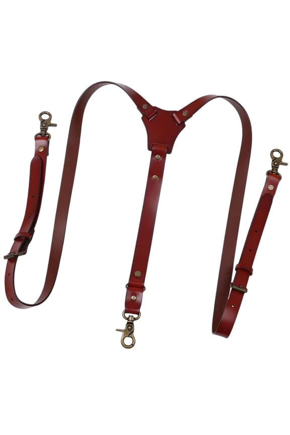 Adjustable PU Leather Suspender Straps with Hook Clasps Soft Shoulder Straps Formal Event Bracers Belt For Men Pants