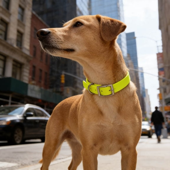 Adjustable PVC Dog Collar, Waterproof Chew Proof Pet Collar with Double Buckle, Heavy Duty D Ring Strap for Small Medium Large Dogs, 21.7 Inches
