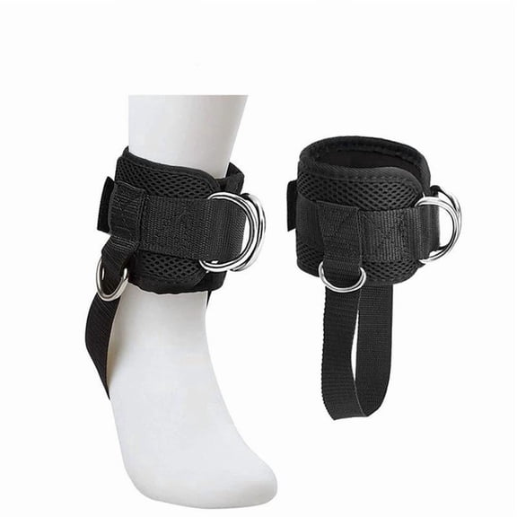 Adjustable Padded Ankle Straps (1 Pair) D-Ring Ankle Cuffs for Cable Machines | Comfortable Workout Belt for Kickbacks, Glute & Leg Extension Exercises