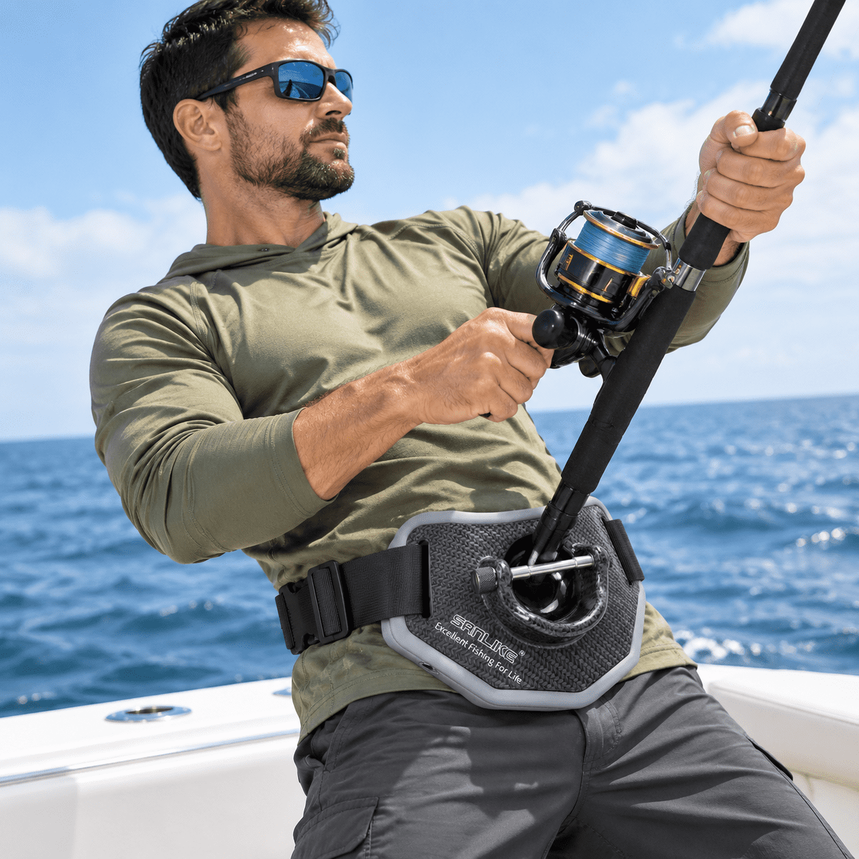 Adjustable Padded Fishing Belt Rod Holder for Boat and Rock Fishing ...