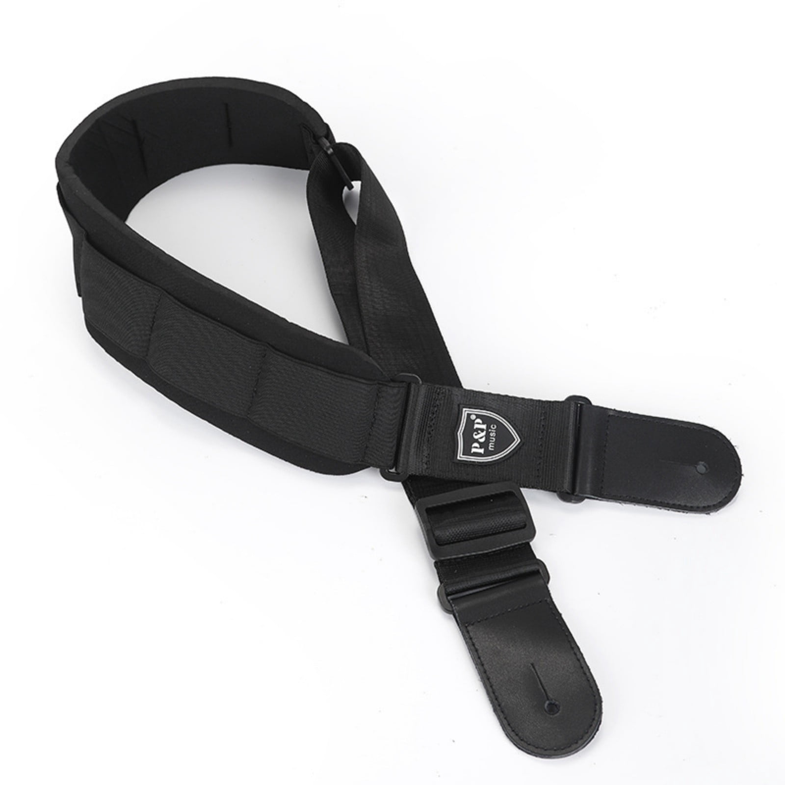 Adjustable Padded Guitar Strap for Electric Acoustic Bass Guitar with PU Leather Ends Black