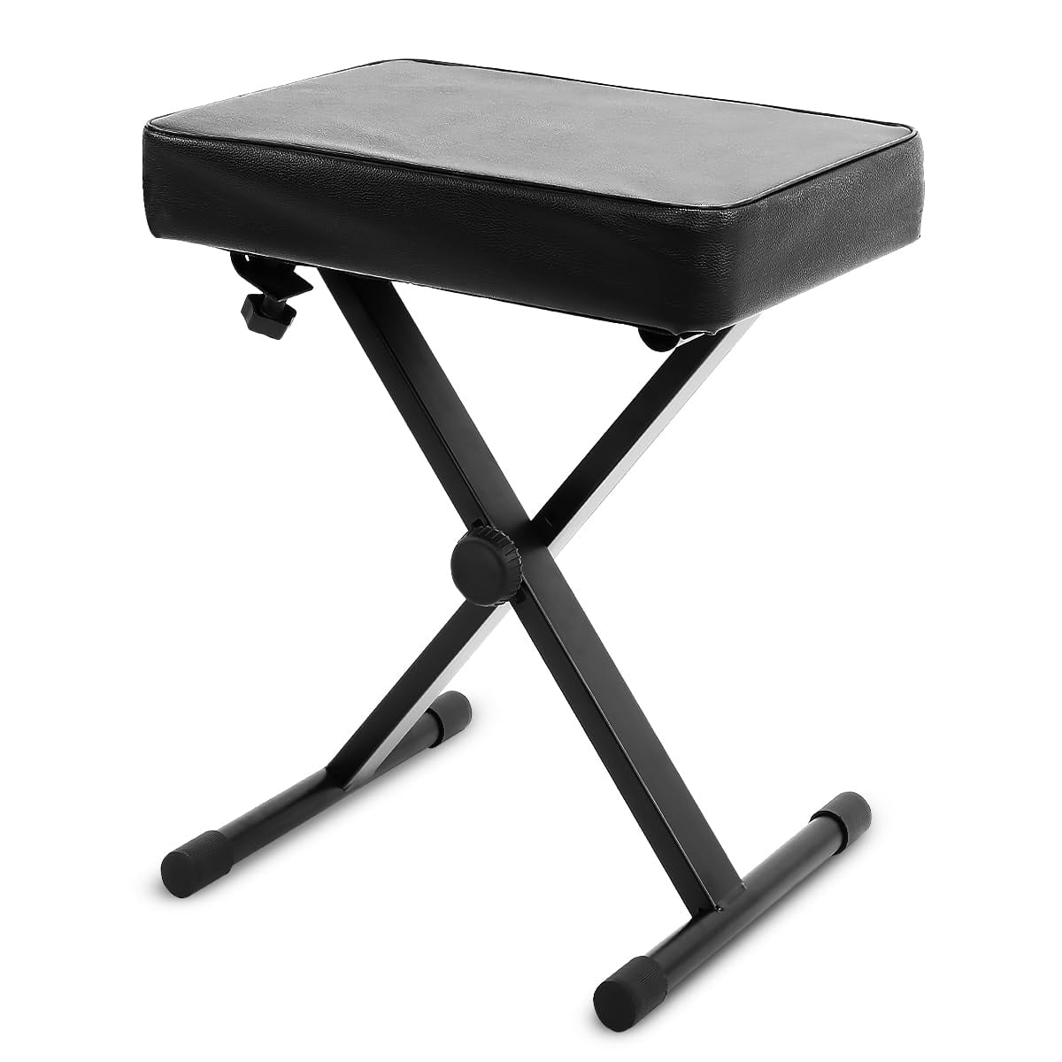 Adjustable Padded Keyboard Bench - Folding X-style W/ 3-position Height  Non-slip Rubber Feet And Thick Cushion Seat Ideal For Stand Benches