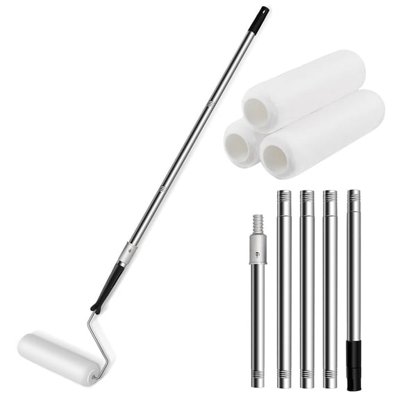 Adjustable Paint Roller Extension Stainless Steel Telescopic Tool with Brush Heads for Wall & Ceiling
