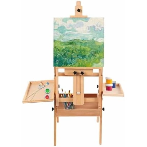 Adjustable Painting Board Stand, Artist Easel H-Frame Studio Easel Wooden Stand for Painting Wooden Easel Painting Holder with Storage Tray for Classroom Art Activities, Outdoor Paintings$$Office