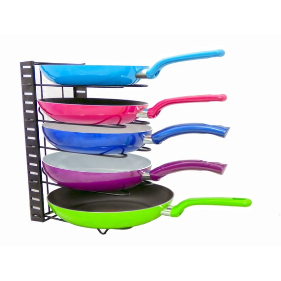Adjustable Pan Rack Pot & Lid Holder Organizer - Pot & Lid Rack Cookware Holders