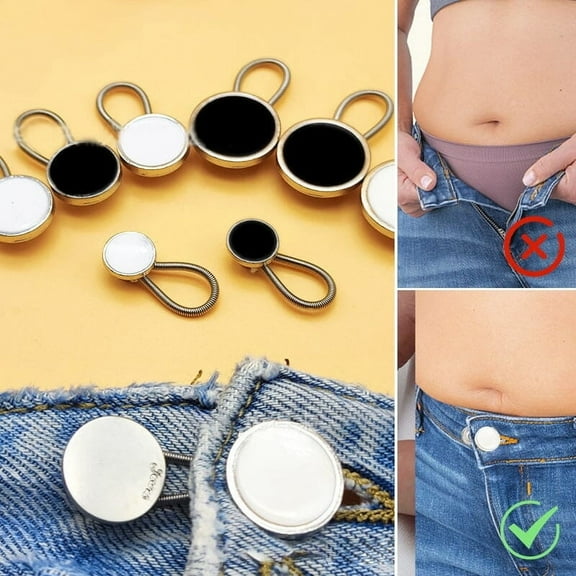 Adjustable Pant Waistband Extender Button Set 24 Pcs - Shirt Collar Expander Kit - No Sewing Required Metal Alloy Buttons for Jeans, Trousers, Shirts, Dresses, Jackets - Instant Clothing Size