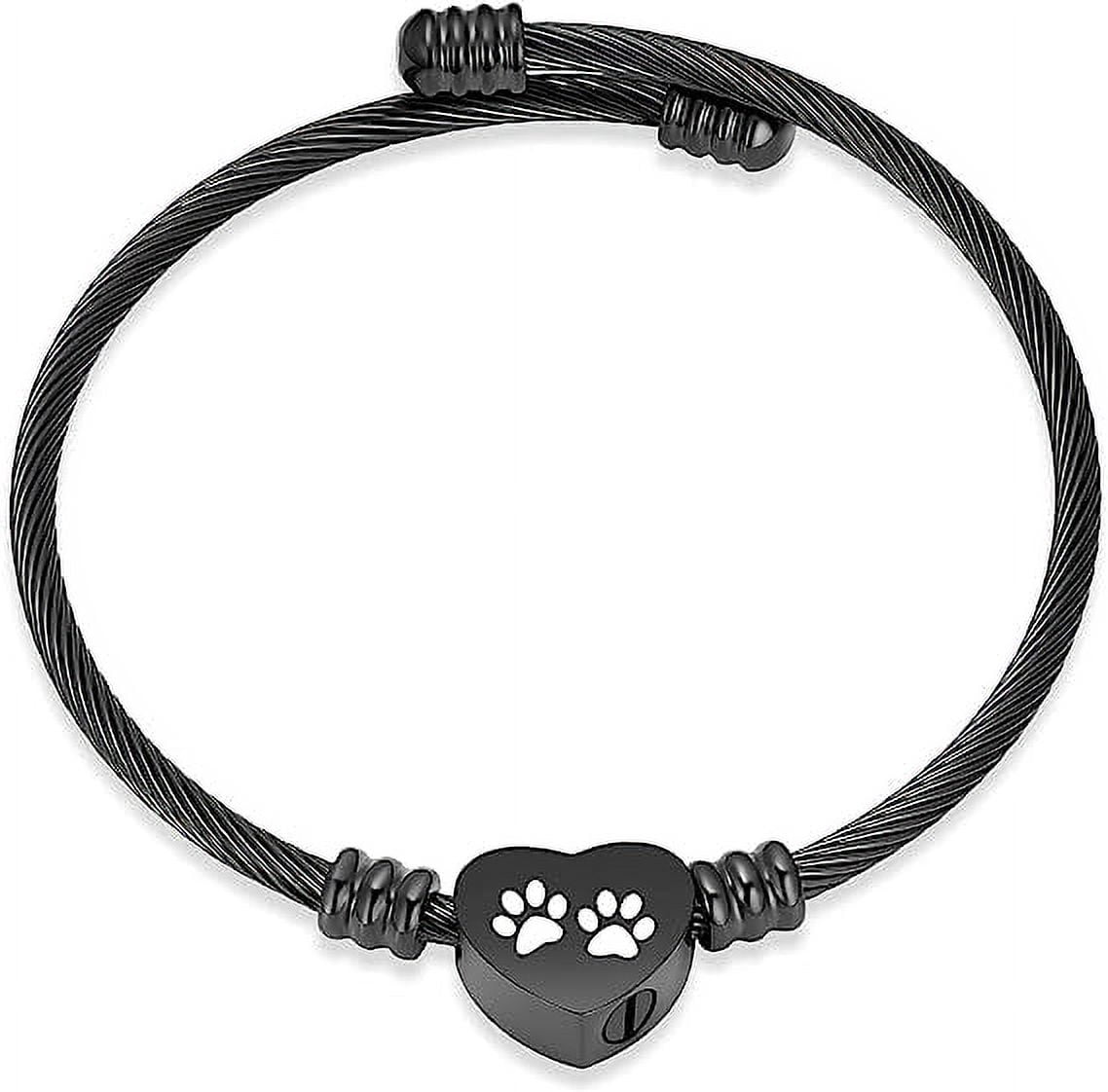 Adjustable Paw Print Urn Bangle Heart Cremation Bracelet for Ashes ...