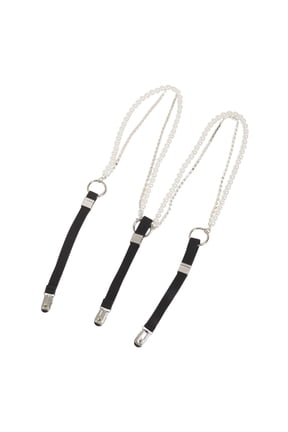 Adjustable Pearl Suspender Straps Unisex Woman Girls Y Shape Elastic Clip On Suspenders 3 Clip Pants Brace