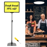 TSV Adjustable Pedestal Poster Sign Stand, 8.5 x 11 Inch Heavy Duty Aluminum Sign Holder, Vertical and Horizontal Poster Stand, Floor Standing Display for Advertisement Menu Display, Black