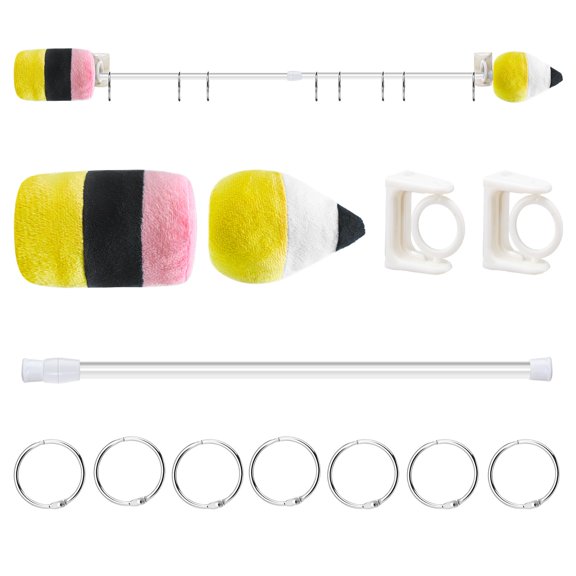 Adjustable Pencil Flip Calendar Holder Set 16-28 in Plush Pencil Chart Rod Date Cards Classroom Whiteboard Decor