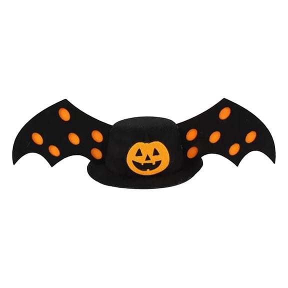 Adjustable Pet Bat Hat, Polyester Mini Top Hat with Pumpkin Bat Wings, Comfortable Costume Accessory for Dogs Cats Halloween Party Photo Props