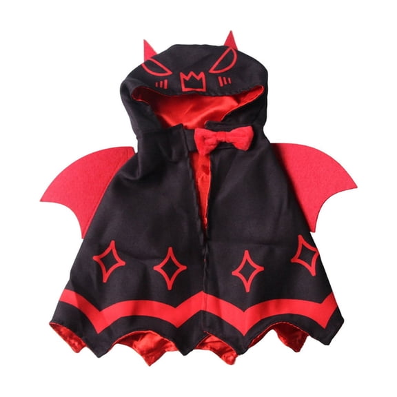 Adjustable Pet Cape for Dogs and Cats, Halloween Devil Costume with Horned Hood for Kittens and Puppies