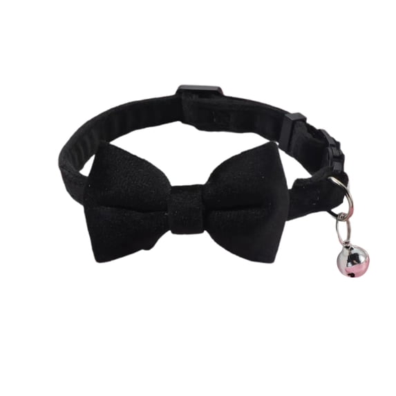 Adjustable Pet Collar with Bow Tie and Bell, Velvet Suede Cat and Small Dog Collar with Buckle,A - 19-32cm