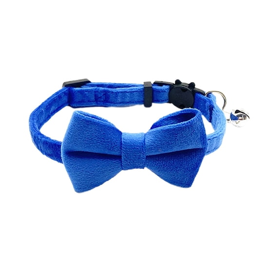 Adjustable Pet Collar with Bow Tie and Bell, Velvet Suede Cat and Small Dog Collar with Buckle,E - 19-32cm