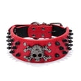 thumbnail image 1 of Adjustable Pet Collars Dog Neck Strap PU Leather Dog Collar Skull Spike Rivets Cool Punk Pet Necklace Studded Leather Neck Belts (Red,L-(53-61CM)), 1 of 6