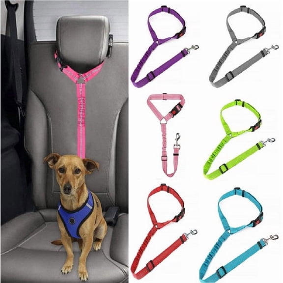 Adjustable Pet Dog Seat Belt Harness, Dog Cat Seat Belt Leash Safety Leads Harness, Vehicle Car Seatbelt Harness for Pets with Elastic Nylon Bungee Buffer for Shock Attenuation