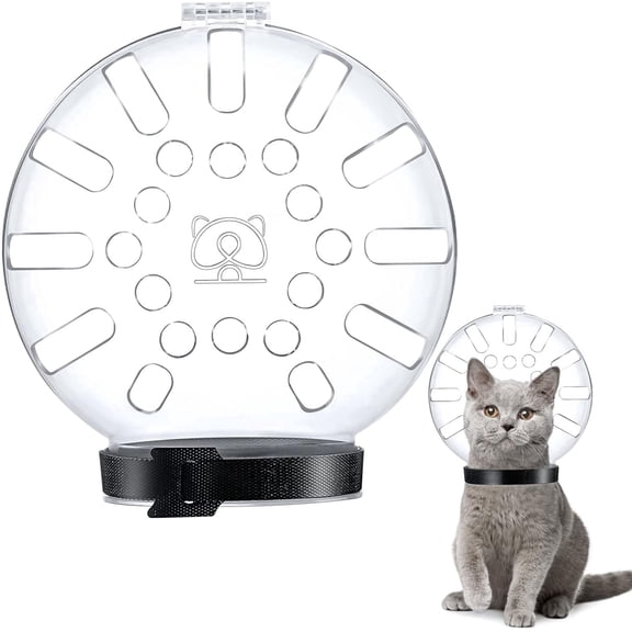 Adjustable Pet Grooming Muzzle, Breathable Anti Bite Transparent Face Mask, Safety Prevent from Cats Biting and Chewing for Cat Grooming & Bathing (M Neck 6.8''-9.2'')