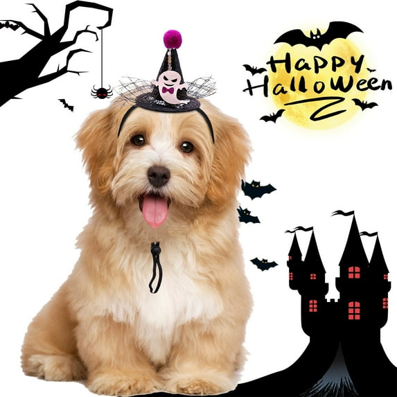 Adjustable Pet Halloween Headband - Cat/Dog Witch Hat with Elastic Band for Costume Parties (Style B1)