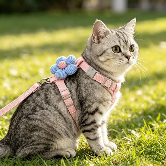 Adjustable Pet Harness Outdoor Escape Proof H Shape - Ergonomic Design Prevents Slipping, Adjustable Gears for Comfort, Ideal for Cats, Teddy and Small Dogs Safe Walks