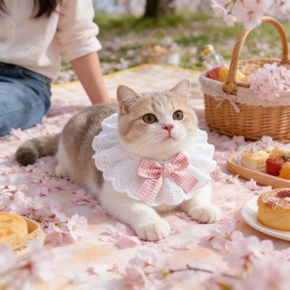 Adjustable Pet Lace Neck Scarves Collar with Waterproof Bib for Dogs and Cats Small Medium Large Pets, Slaver and Stain Resistant, 5.91 x 3.15 Inches