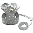 thumbnail image 1 of Adjustable Pet Mesh Vest Harness and Leash Set with Cute Bell for Puppy Small Medium Dogs and Cats,Gray Flower, M:Chest 11-17", 1 of 6