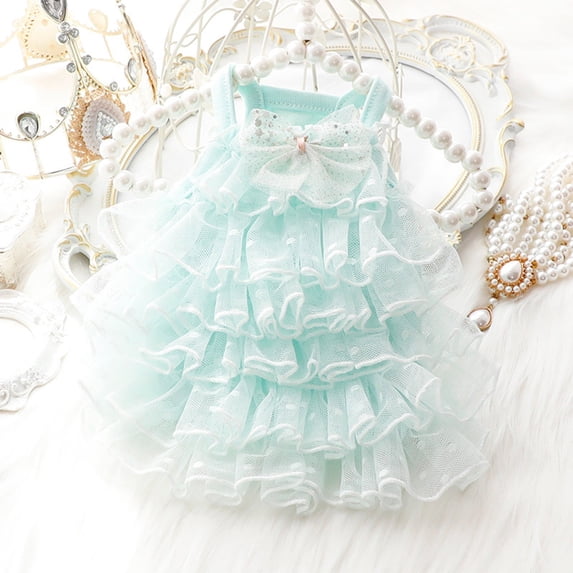 Adjustable Pet Princess Dress, Pet Party Clothes, for Kitten and Puppy, Light Blue, XS