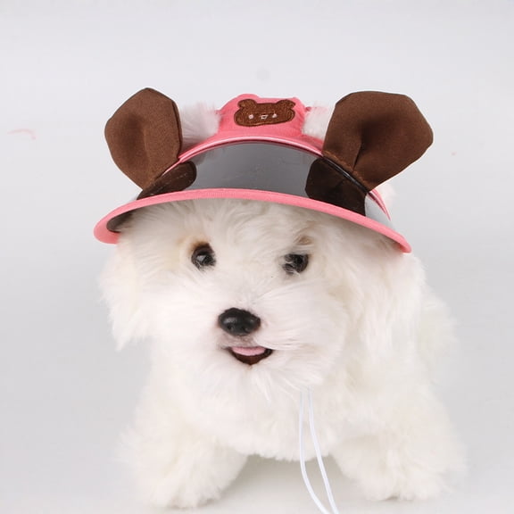 Adjustable Pet Sun Hat with Ear Holes Breathable Cotton Dog Baseball Cap Summer Visor for Cats Rabbits Small Dogs Outdoor Travel Accessories