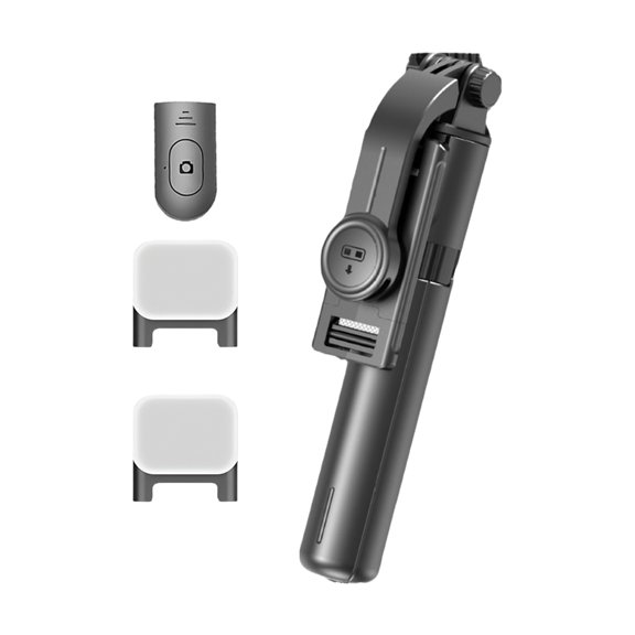 Adjustable Phone Stand with Detachable Light Mount & Retractable Selfie Stick for Live Streaming Photography