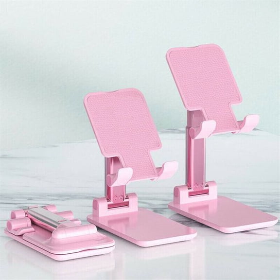 Adjustable Phone & Tablet Stand, Foldable Desktop Holder Mount for iPhone, iPad & Smartphones, Anti-Slip, Multi-Angle Viewing, Black/White/Pink