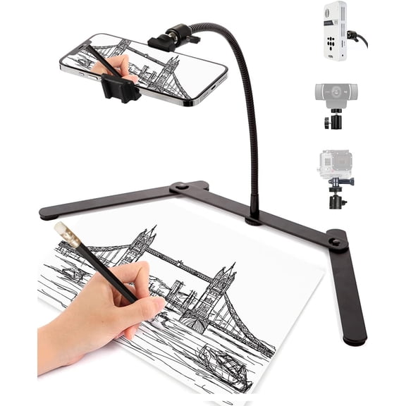 Adjustable Phone Tripod, Overhead Phone Mount, Tabletop Tripod for Cookie Decorating and Teaching Online Live Streaming and Showing Drawing Sketching Cooking