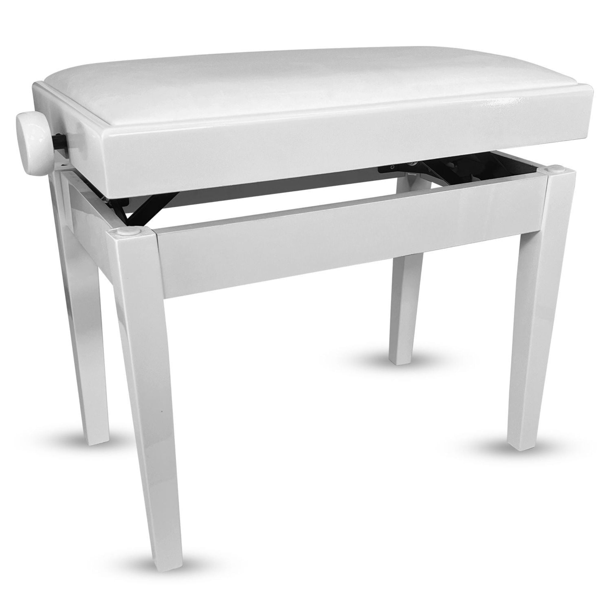 Adjustable Piano Bench - Padded Solid Wood Keyboard Stool (18"-22") - White