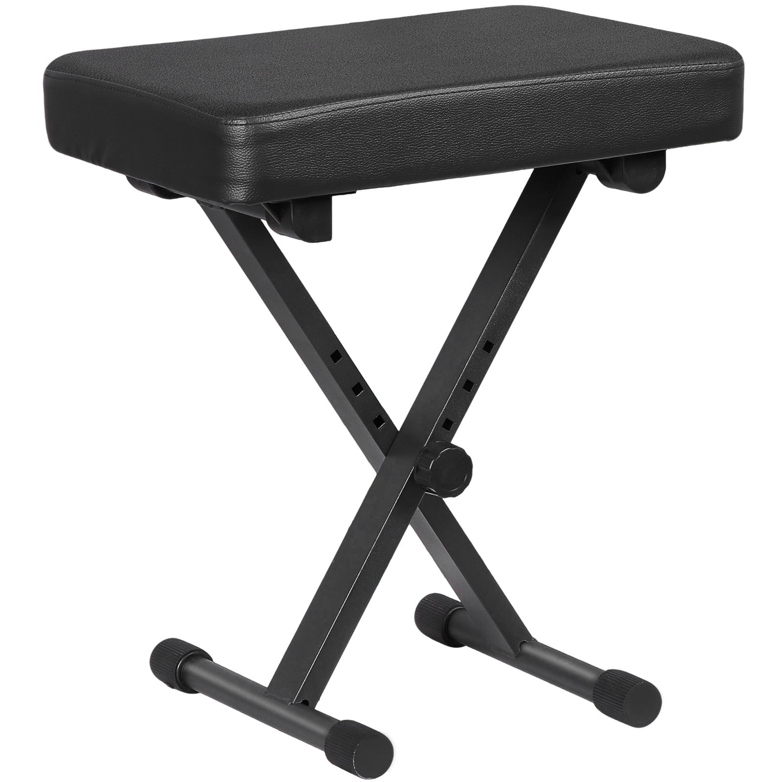 Adjustable Piano Bench, Waterproof Synthetic Leather Padded Stool, X-Style Piano Stool with Thicken Soft Cushion, Keyboard Bench for Keyboards Piano Guitar,Black